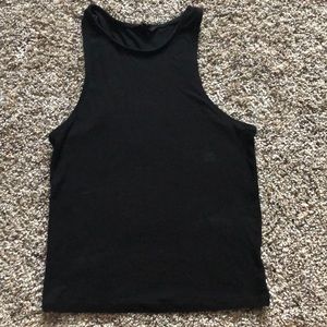 high neck black cropped tank top